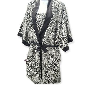NWT|Black & White Animal Print Nightgown 2pcs-Set